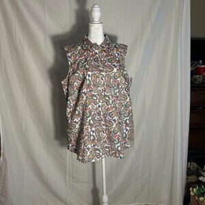Chadwick's of Boston Size 18W Multi Color Paisley Sleeveless Button Front Shirt